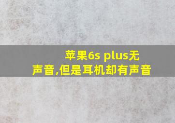 苹果6s plus无声音,但是耳机却有声音